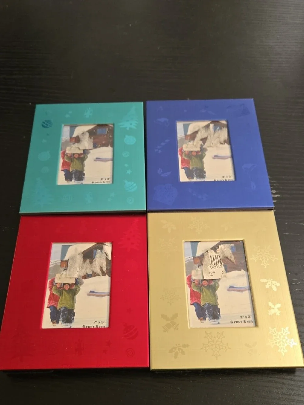 Colorful Holiday Photo Frame Set - Red, Teal, Blue, Gold